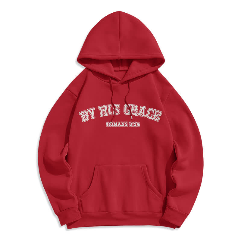 Christianartworkshop By His Grace Romans 8:24 Oversized Pullover Hoodie - Red - 2XL - image 5