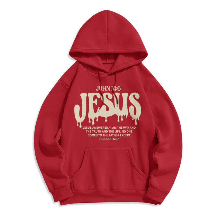 Christianartworkshop Jesus Drip John 14 6 Fleece Pullover Hoodie - Red - 2XL - image 2