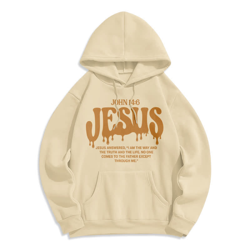 Christianartworkshop Jesus Drip John 14 6 Fleece Pullover Hoodie - Apricot - 2XL - image 7