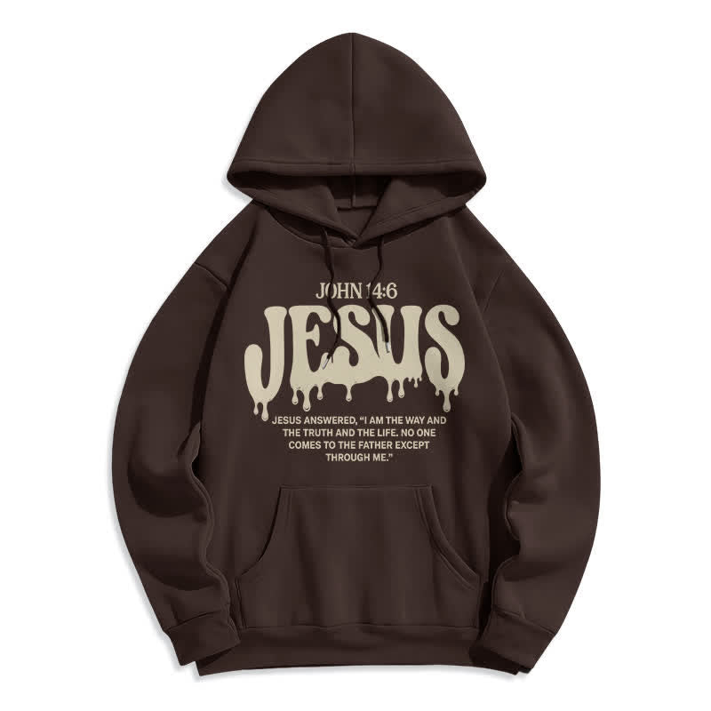 Christianartworkshop Jesus Drip John 14 6 Fleece Pullover Hoodie - Coffee - 2XL - image 5