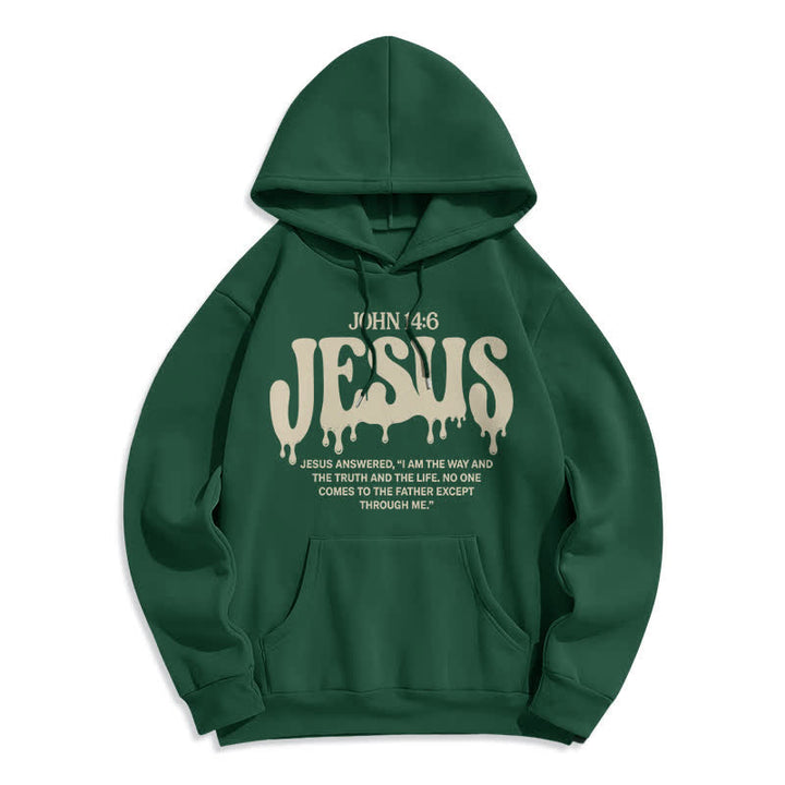 Christianartworkshop Jesus Drip John 14 6 Fleece Pullover Hoodie - Green - 2XL - image 0