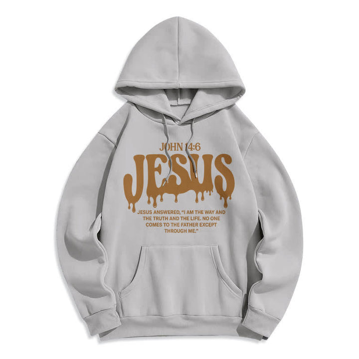Christianartworkshop Jesus Drip John 14 6 Fleece Pullover Hoodie - Grey - 2XL - image 6