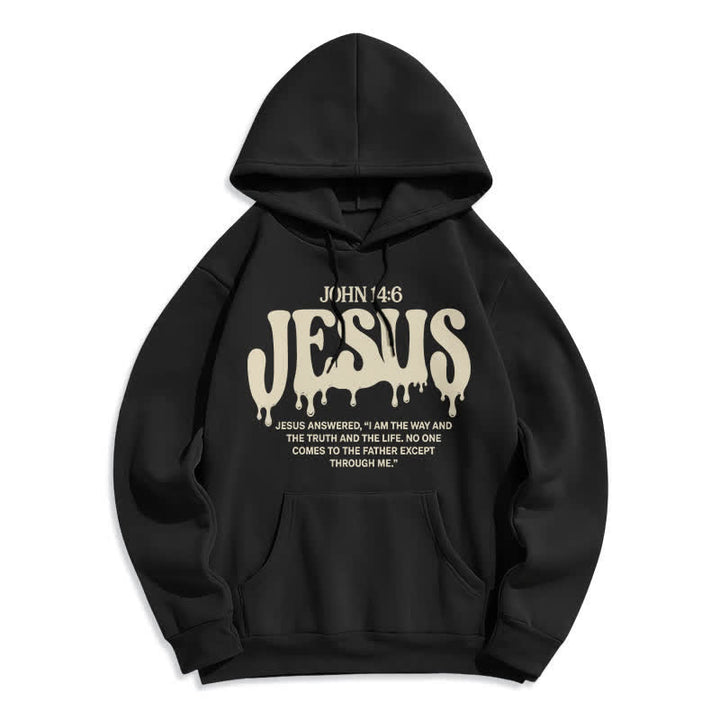 Christianartworkshop Jesus Drip John 14 6 Fleece Pullover Hoodie - Black - 2XL - image 1