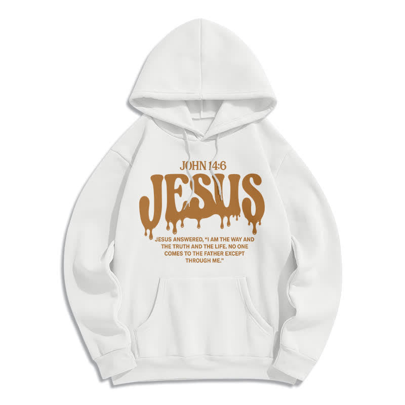 Christianartworkshop Jesus Drip John 14 6 Fleece Pullover Hoodie - White - 2XL - image 4