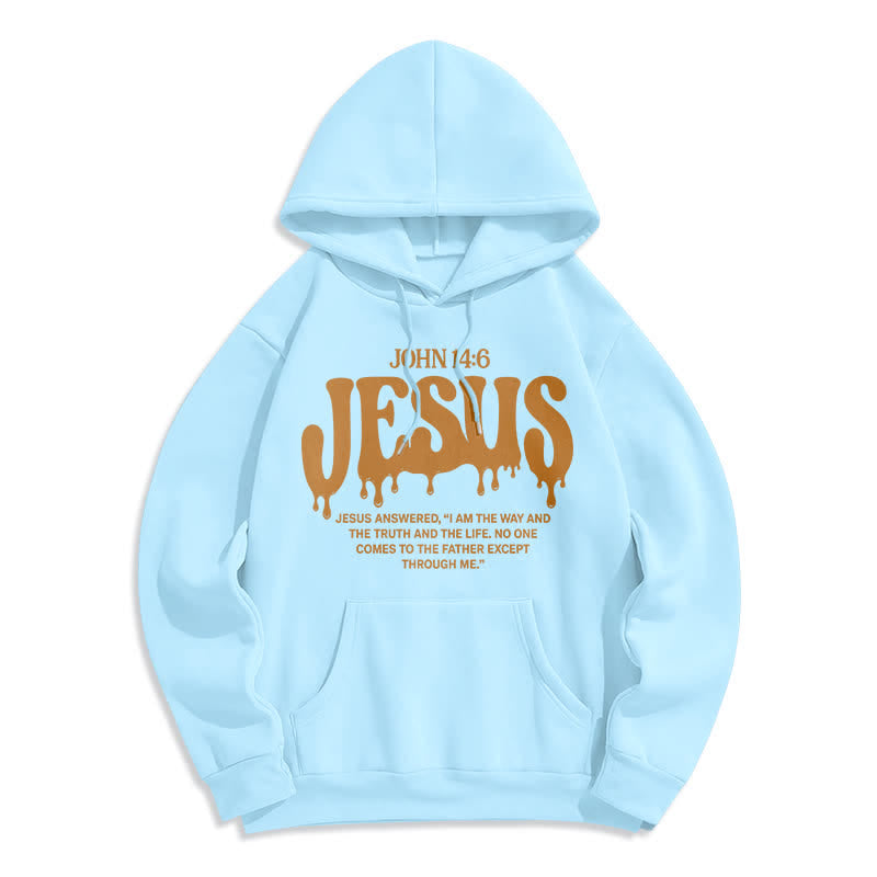 Christianartworkshop Jesus Drip John 14 6 Fleece Pullover Hoodie - Blue - 2XL - image 3