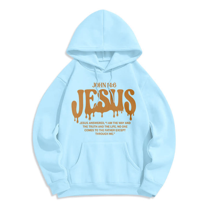 Christianartworkshop Jesus Drip John 14 6 Fleece Pullover Hoodie - Blue - 2XL - image 3