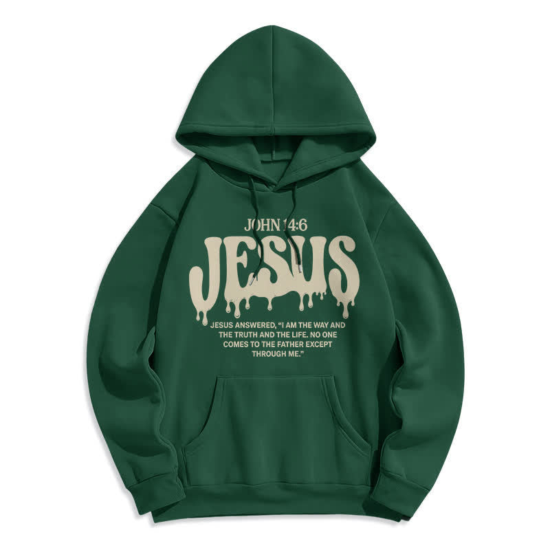 Christianartworkshop Jesus Drip John 14 6 Fleece Pullover Hoodie - Green - 2XL - image 0