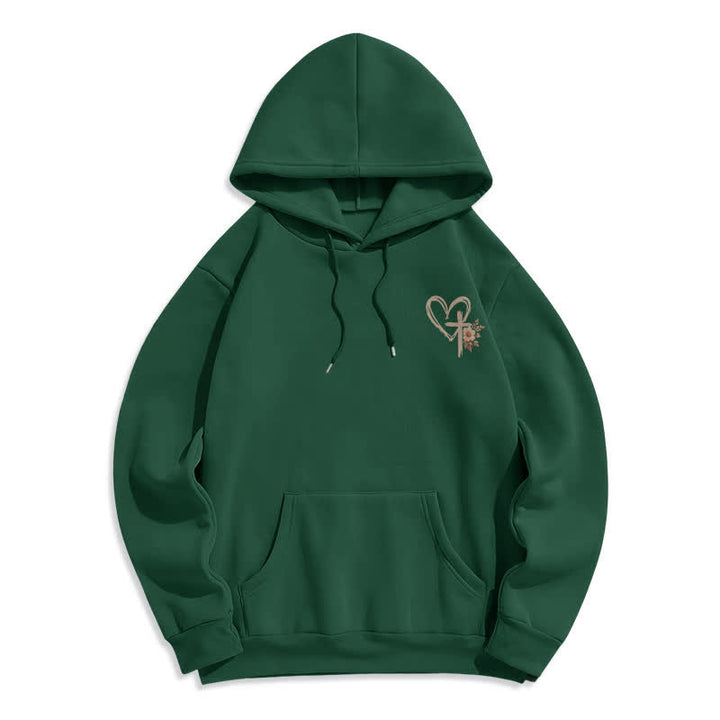 Christianartworkshop Jesus Has My Back Floral Cross White Pullover Hoodie - image 14