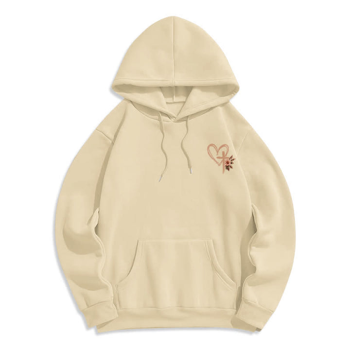 Christianartworkshop Jesus Has My Back Floral Cross White Pullover Hoodie - image 23
