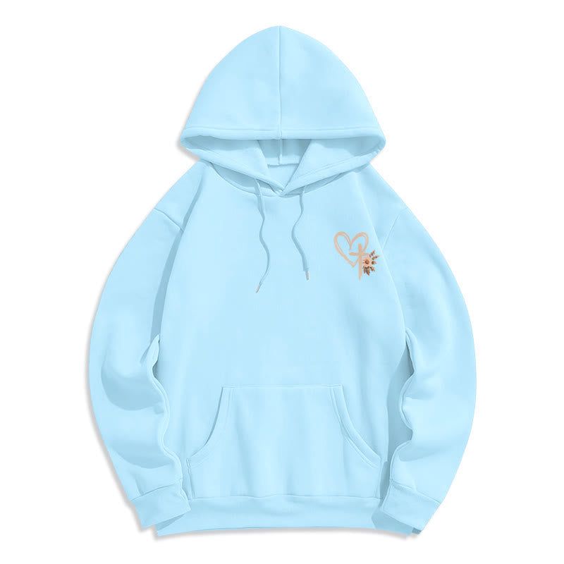 Christianartworkshop Jesus Has My Back Floral Cross White Pullover Hoodie - image 20