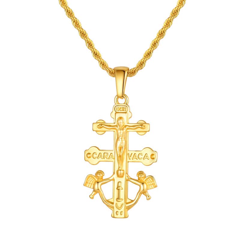 Christianartworkshop Intricate Caravaca Crucifix Rope Chain Necklace: Sign of Abiding Sacred Grace - Crucifix - image 0