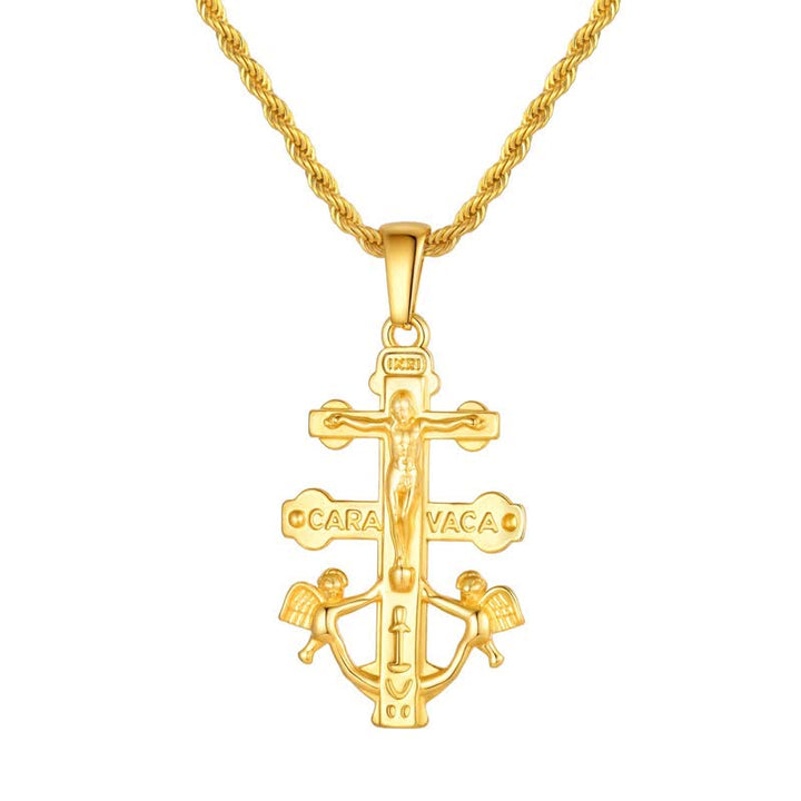 Christianartworkshop Intricate Caravaca Crucifix Rope Chain Necklace: Sign of Abiding Sacred Grace - Crucifix - image 0