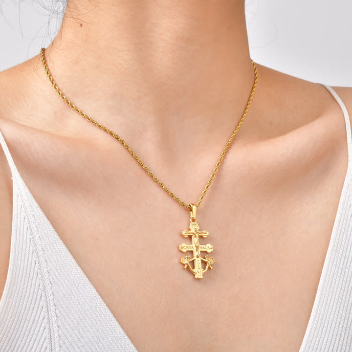 Christianartworkshop Intricate Caravaca Crucifix Rope Chain Necklace: Sign of Abiding Sacred Grace - image 1