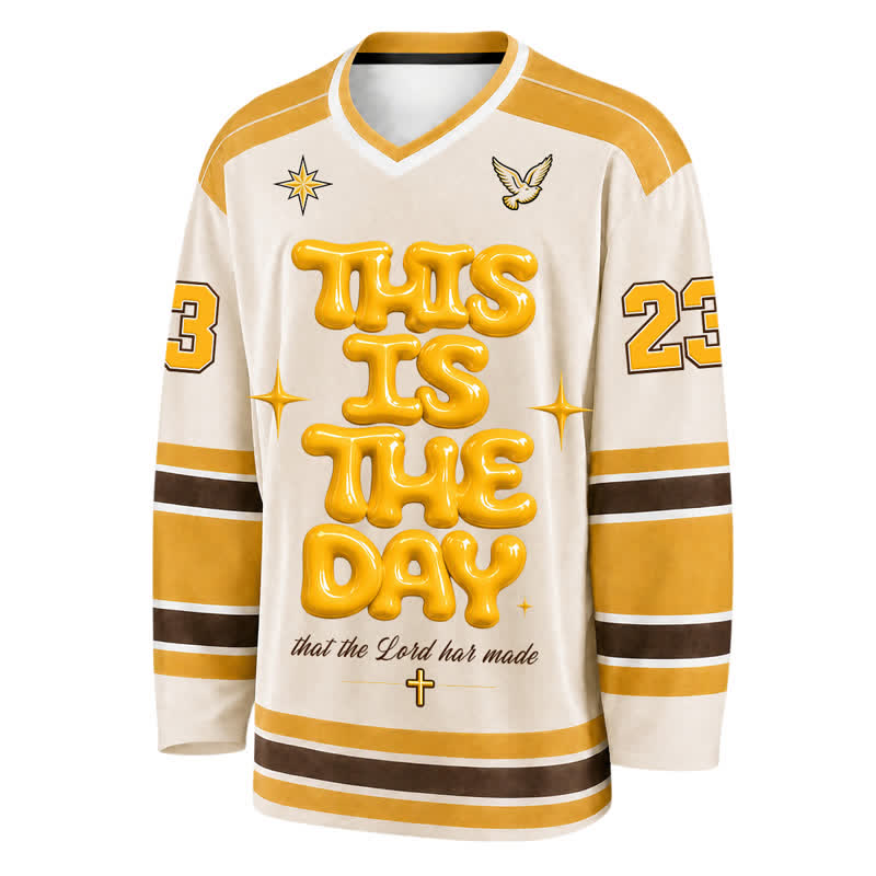 Christianartworkshop This Is The Day Puff Print Hockey Jersey - image 1