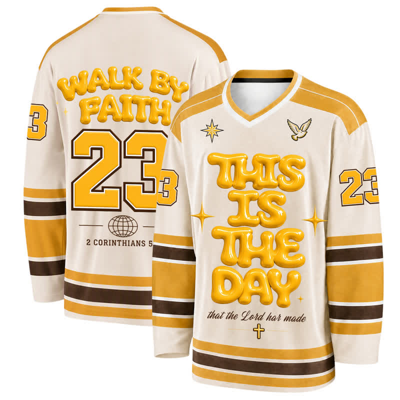 Christianartworkshop This Is The Day Puff Print Hockey Jersey - 5XL - image 0