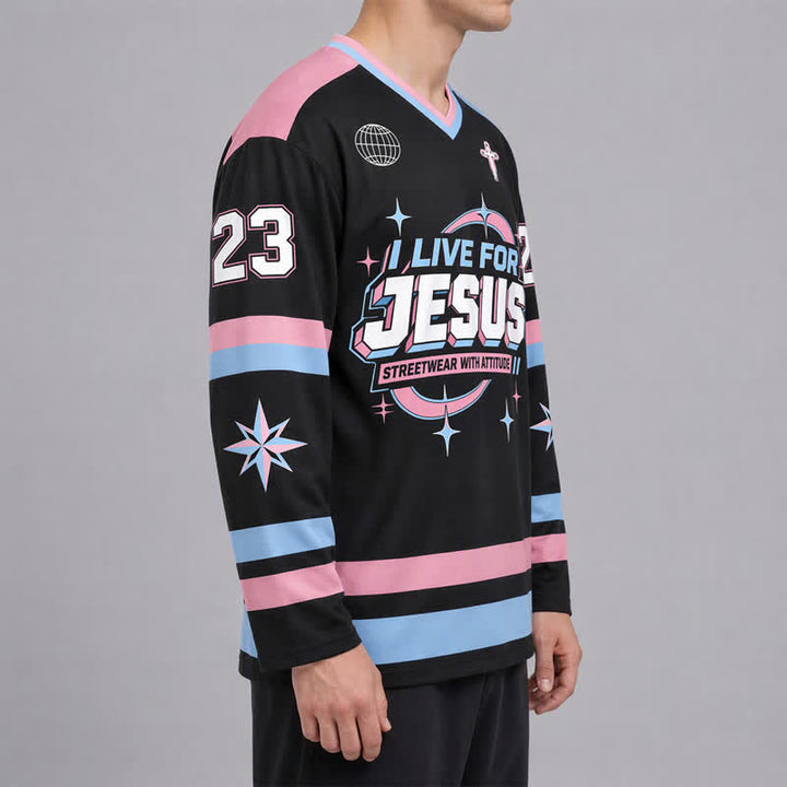 Christianartworkshop Live For Jesus Pastel Streetwear Hockey Jersey - image 5