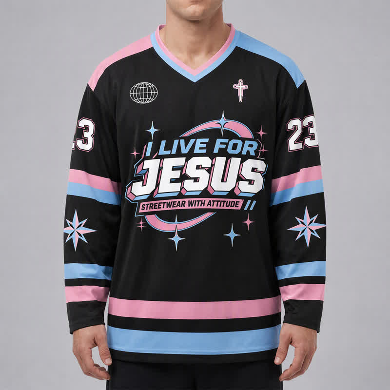 Christianartworkshop Live For Jesus Pastel Streetwear Hockey Jersey - image 3
