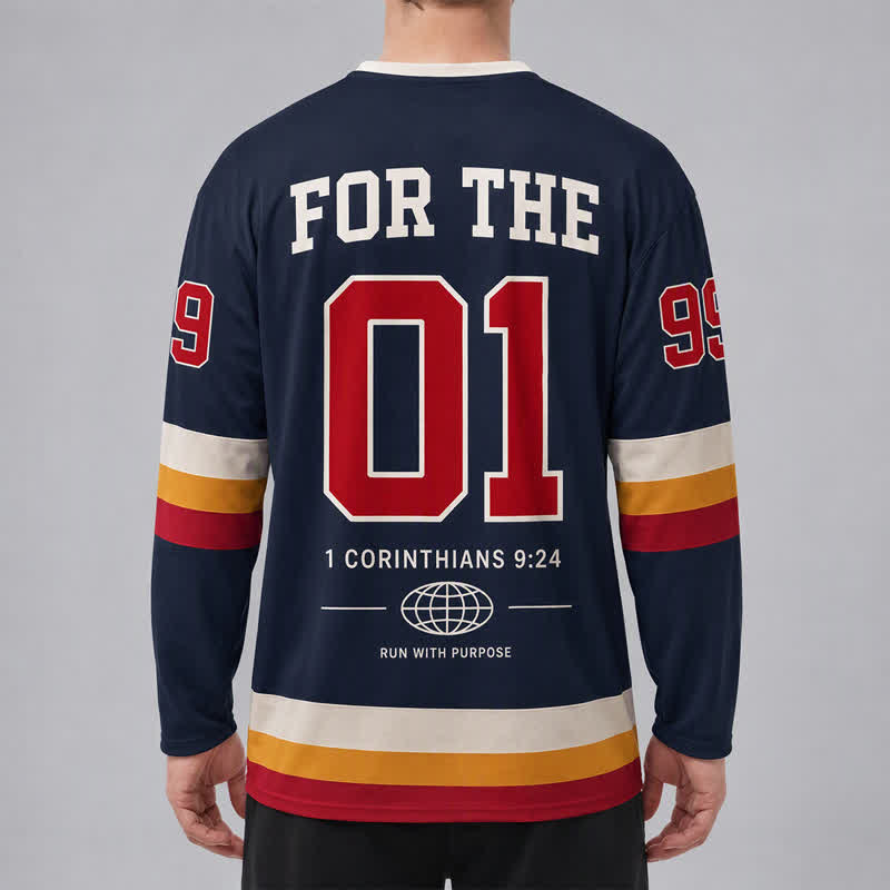 Christianartworkshop Jesus Leaves 99 Navy Long Sleeve Hockey Jersey - image 4