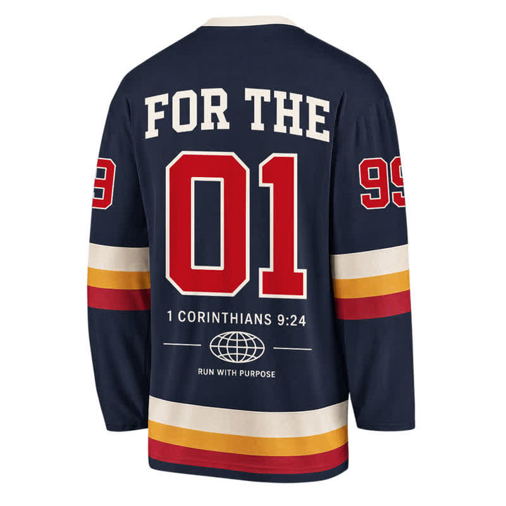Christianartworkshop Jesus Leaves 99 Navy Long Sleeve Hockey Jersey - image 2