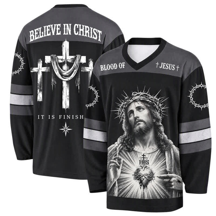 Christianartworkshop Jesus Sacred Heart Streetwear Long Sleeve Hockey Jersey - 5XL - image 0