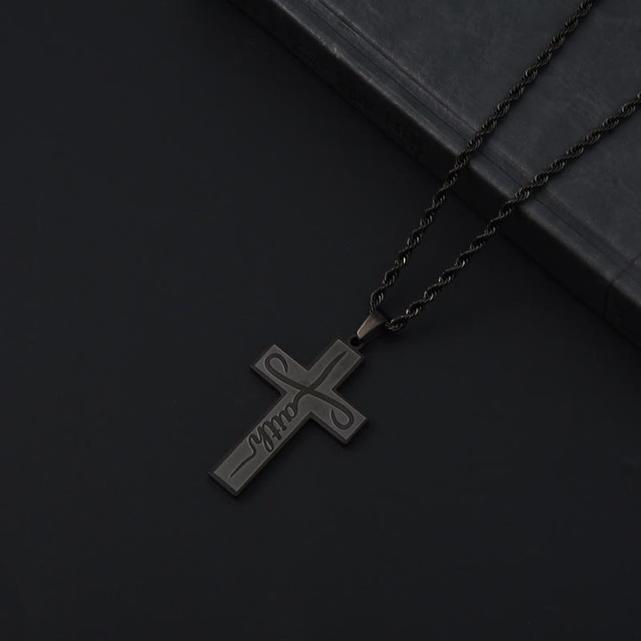 Christianartworkshop Polished Plain Faith Cross Chain Necklace: Token of Gentle Abiding Grace - Black - Rope Chain - image 5