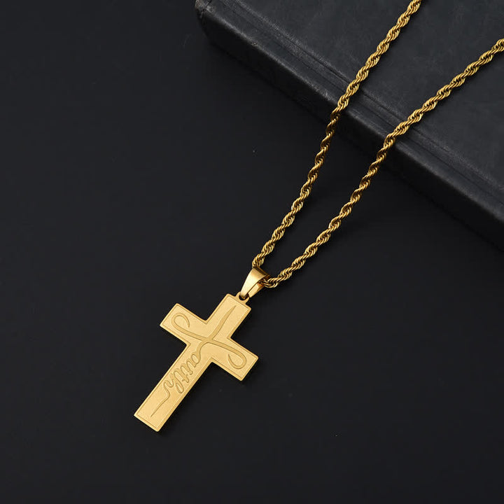 Christianartworkshop Polished Plain Faith Cross Chain Necklace: Token of Gentle Abiding Grace - Golden - Rope Chain - image 7