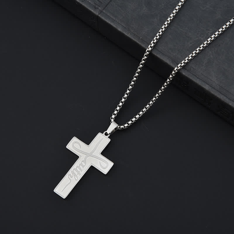 Christianartworkshop Polished Plain Faith Cross Chain Necklace: Token of Gentle Abiding Grace - Silver - Box Chain - image 3