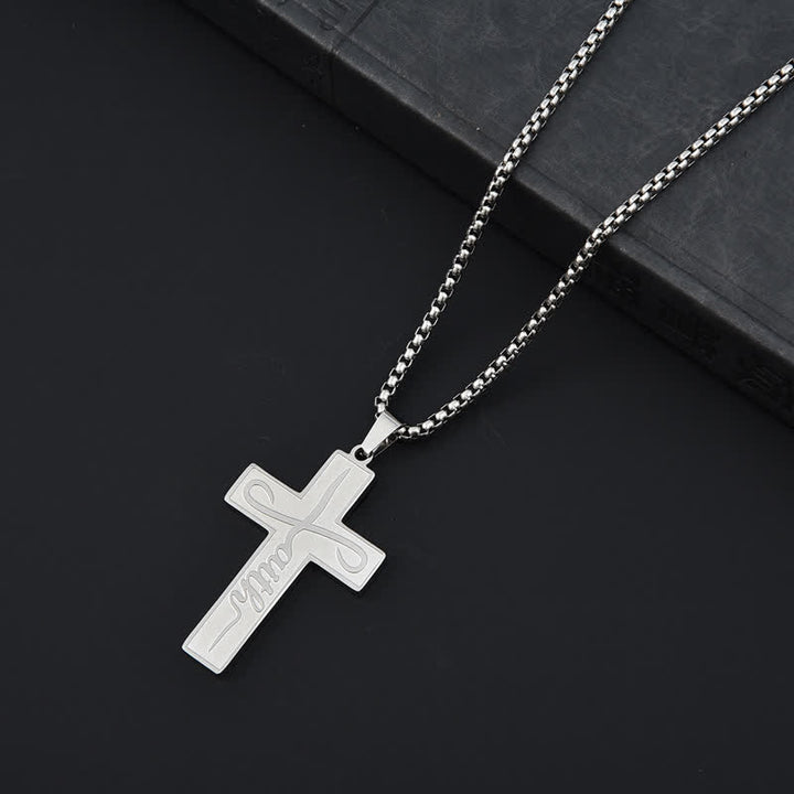 Christianartworkshop Polished Plain Faith Cross Chain Necklace: Token of Gentle Abiding Grace - Silver - Box Chain - image 3