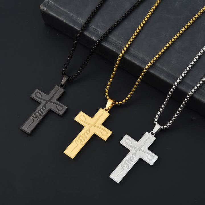 Christianartworkshop Polished Plain Faith Cross Chain Necklace: Token of Gentle Abiding Grace - image 0