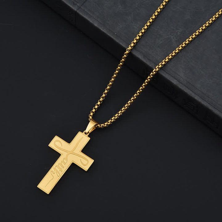 Christianartworkshop Polished Plain Faith Cross Chain Necklace: Token of Gentle Abiding Grace - Golden - Box Chain - image 4