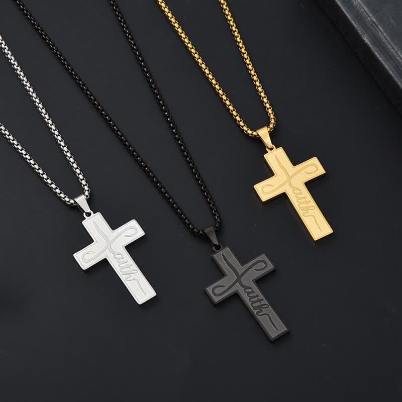 Christianartworkshop Polished Plain Faith Cross Chain Necklace: Token of Gentle Abiding Grace - image 1