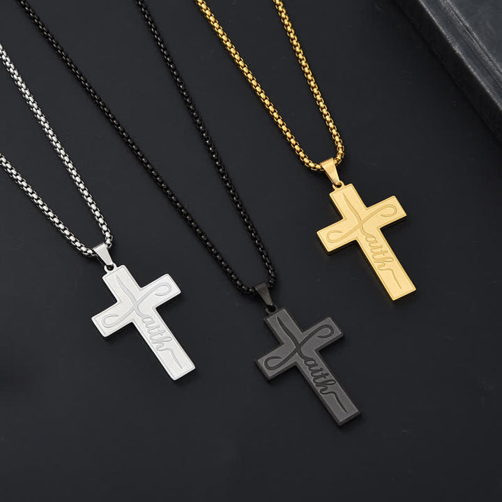 Christianartworkshop Polished Plain Faith Cross Chain Necklace: Token of Gentle Abiding Grace - image 1