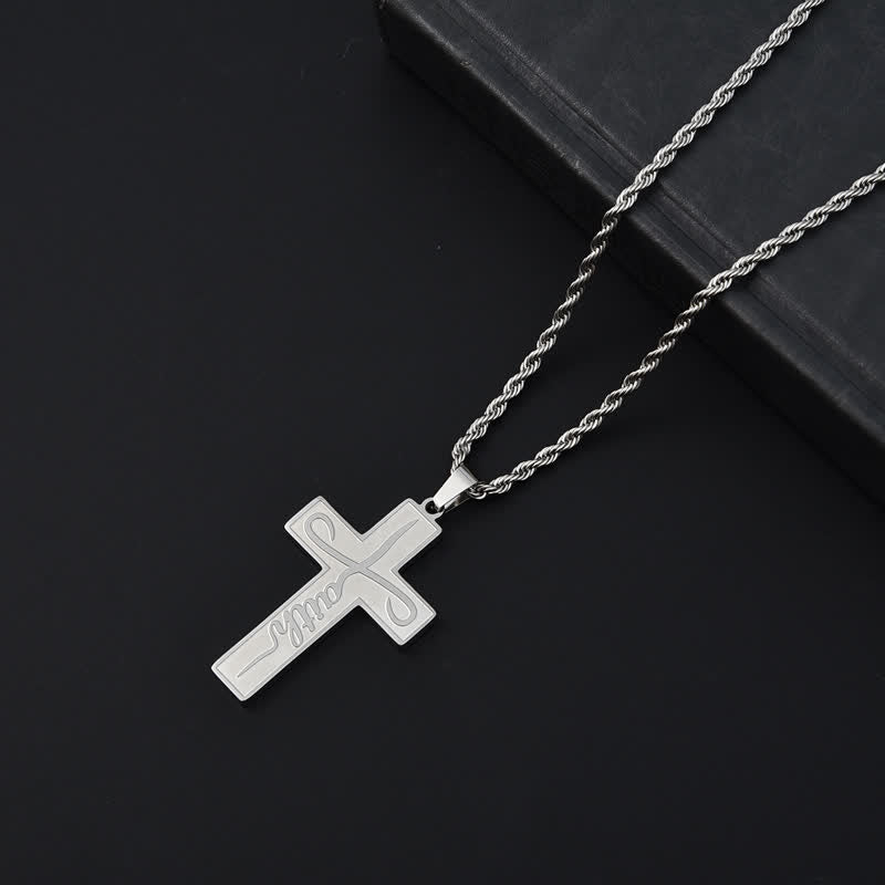 Christianartworkshop Polished Plain Faith Cross Chain Necklace: Token of Gentle Abiding Grace - Silver - Rope Chain - image 6