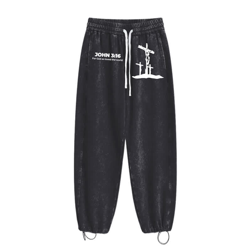 Christianartworkshop John 3:16 Cross Silhouette Blush Washed Sweatpants - image 10
