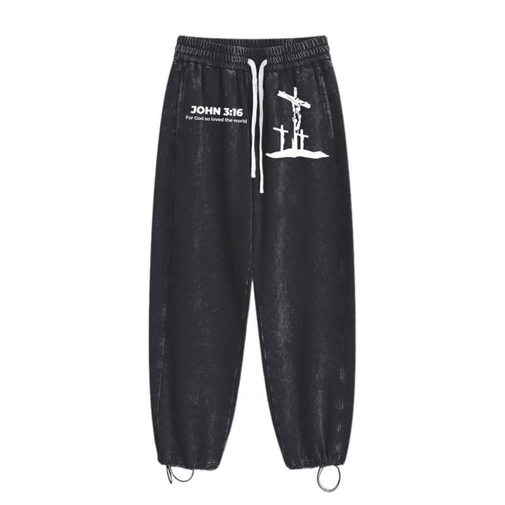 Christianartworkshop John 3:16 Cross Silhouette Blush Washed Sweatpants - image 10