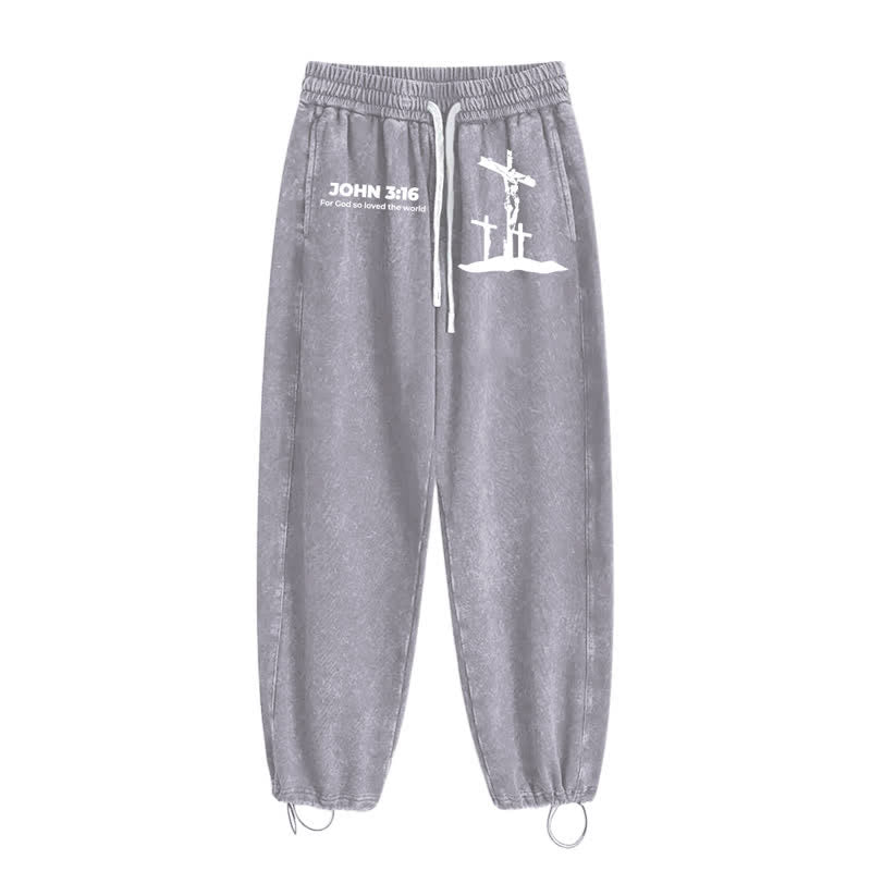 Christianartworkshop John 3:16 Cross Silhouette Blush Washed Sweatpants - image 18