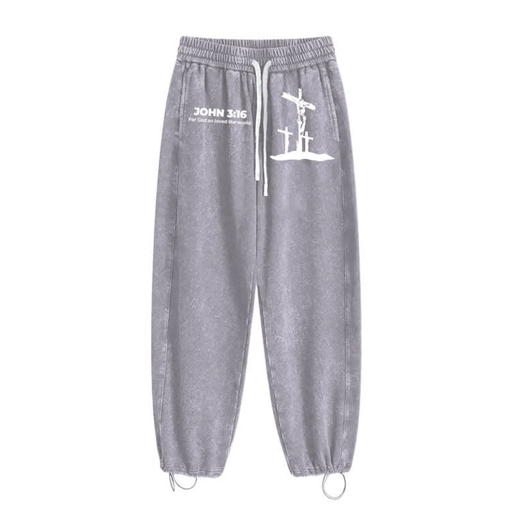 Christianartworkshop John 3:16 Cross Silhouette Blush Washed Sweatpants - image 18