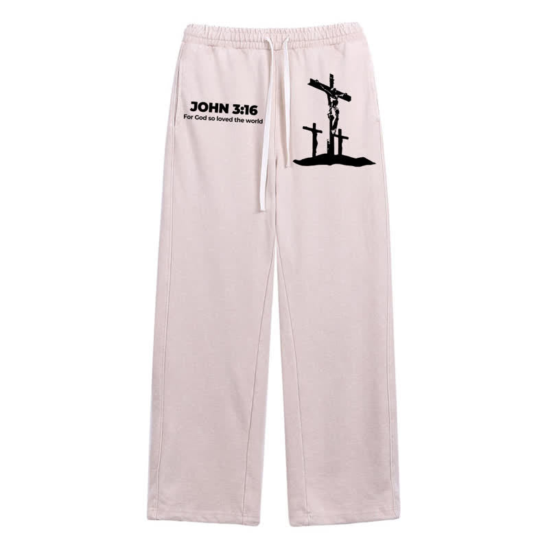 Christianartworkshop John 3:16 Cross Silhouette Blush Washed Sweatpants - Apricot - 2XL - image 0