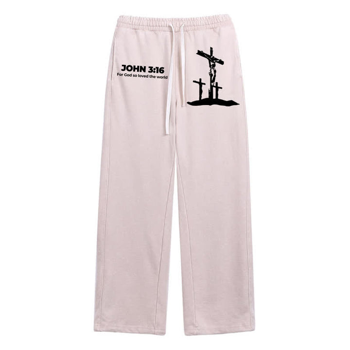 Christianartworkshop John 3:16 Cross Silhouette Blush Washed Sweatpants - Apricot - 2XL - image 0