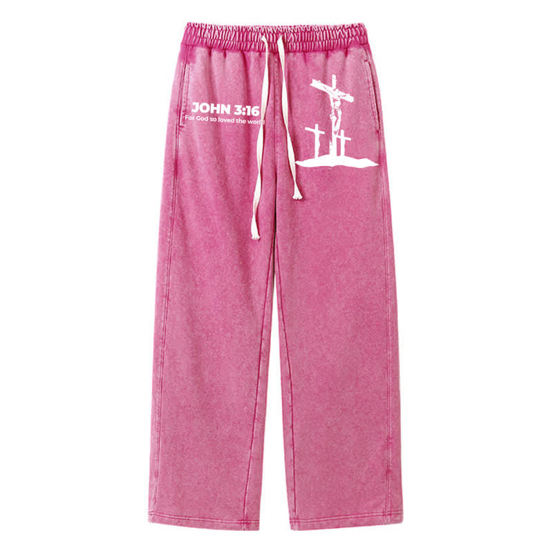 Christianartworkshop John 3:16 Cross Silhouette Blush Washed Sweatpants - Rose - 2XL - image 40