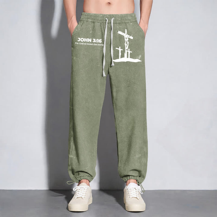Christianartworkshop John 3:16 Cross Silhouette Blush Washed Sweatpants - image 30