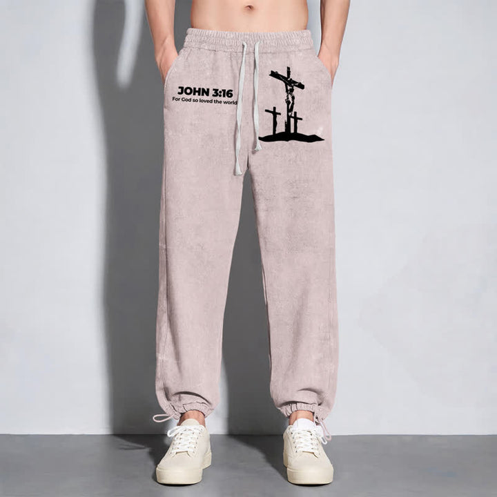 Christianartworkshop John 3:16 Cross Silhouette Blush Washed Sweatpants - image 6