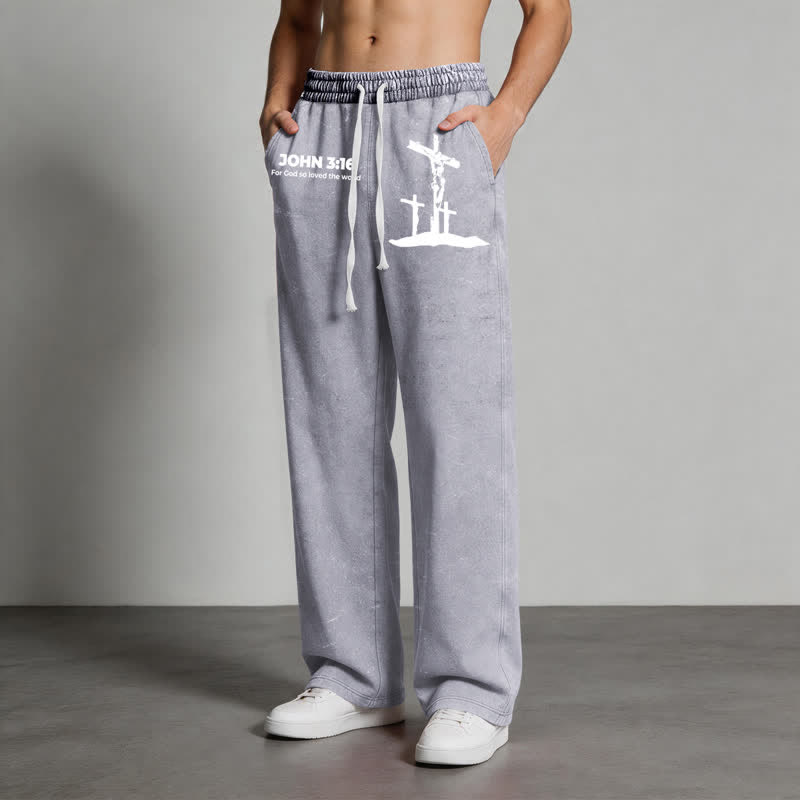 Christianartworkshop John 3:16 Cross Silhouette Blush Washed Sweatpants - image 20