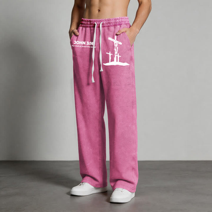 Christianartworkshop John 3:16 Cross Silhouette Blush Washed Sweatpants - image 44