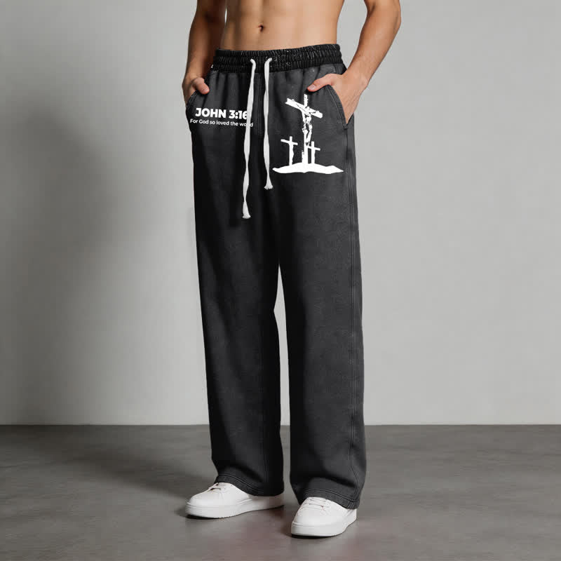 Christianartworkshop John 3:16 Cross Silhouette Blush Washed Sweatpants - image 12