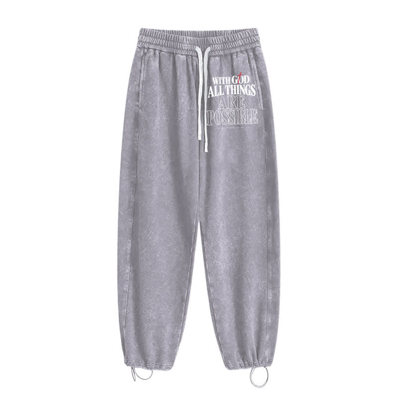 Christianartworkshop With God All Things Are Possible Washed Sweatpants - image 18