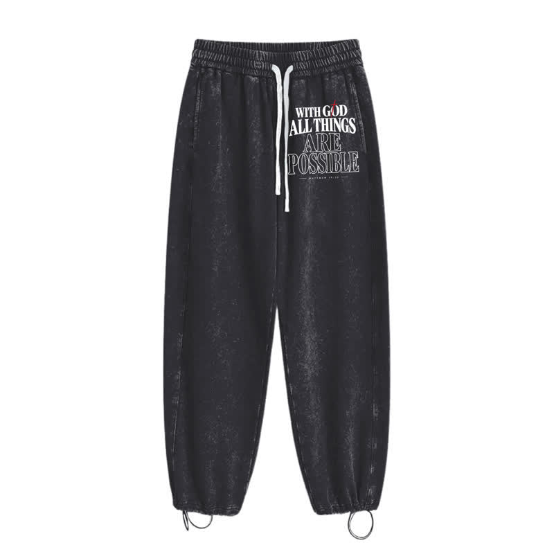 Christianartworkshop With God All Things Are Possible Washed Sweatpants - image 10