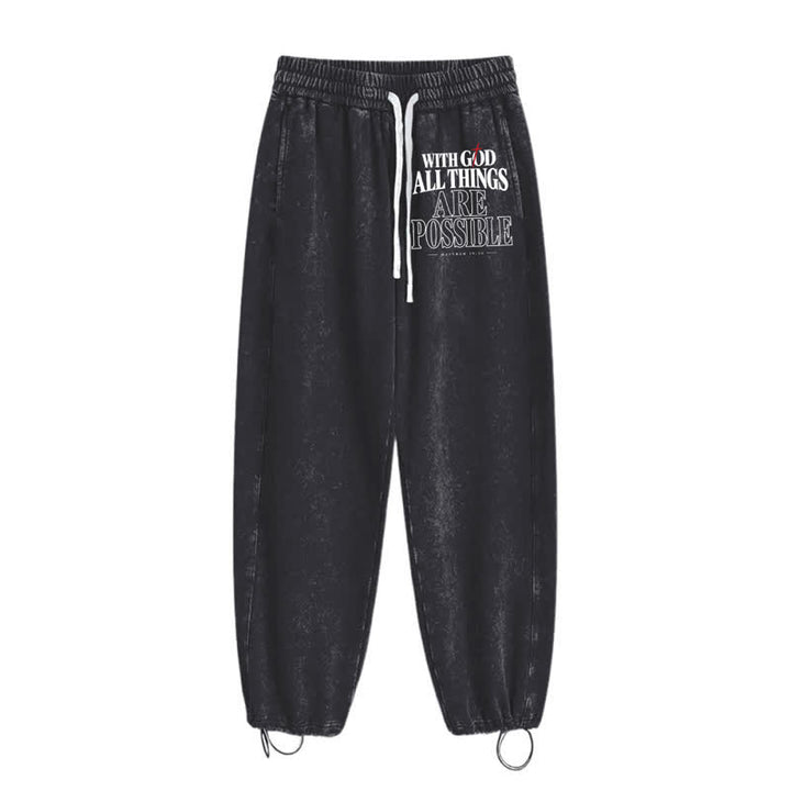Christianartworkshop With God All Things Are Possible Washed Sweatpants - image 10