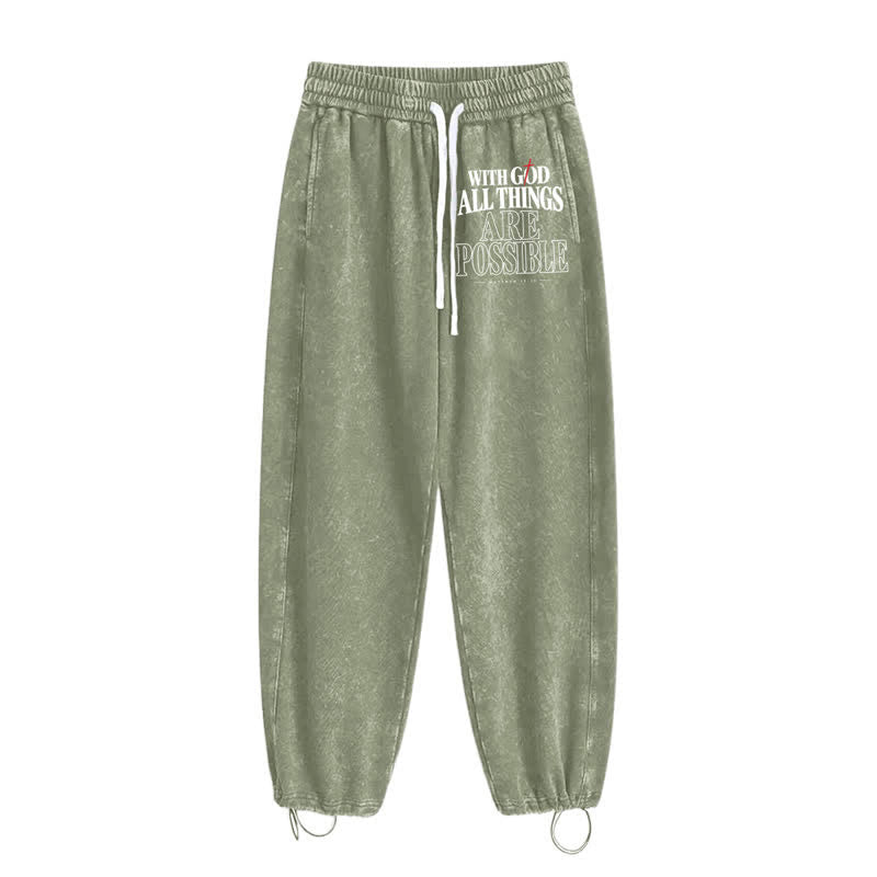Christianartworkshop With God All Things Are Possible Washed Sweatpants - image 26