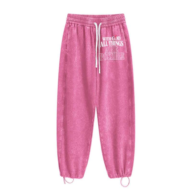 Christianartworkshop With God All Things Are Possible Washed Sweatpants - image 42